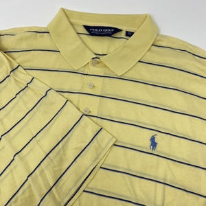 POLO GOLF Ralph‎ Lauren Short Sleeve Golf Polo Yellow Blue Striped XL